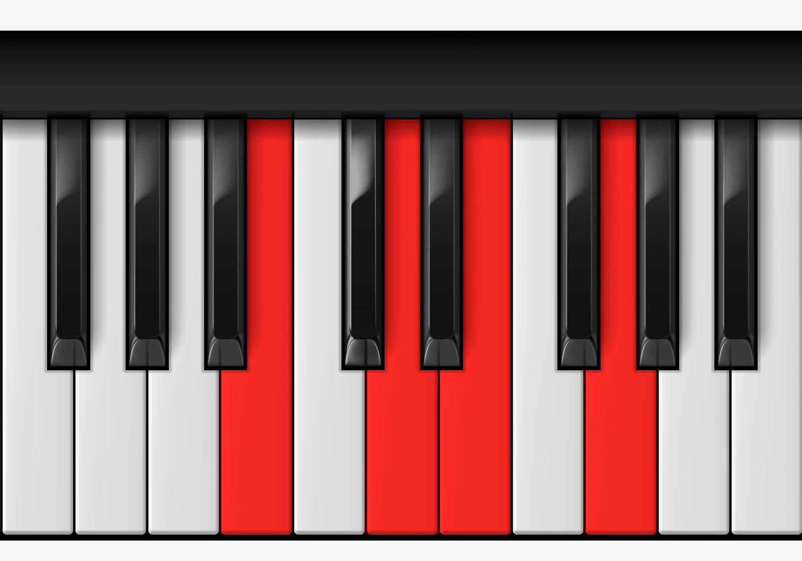 E Minor 7th piano chord, 2nd inversion — B, D, E, G