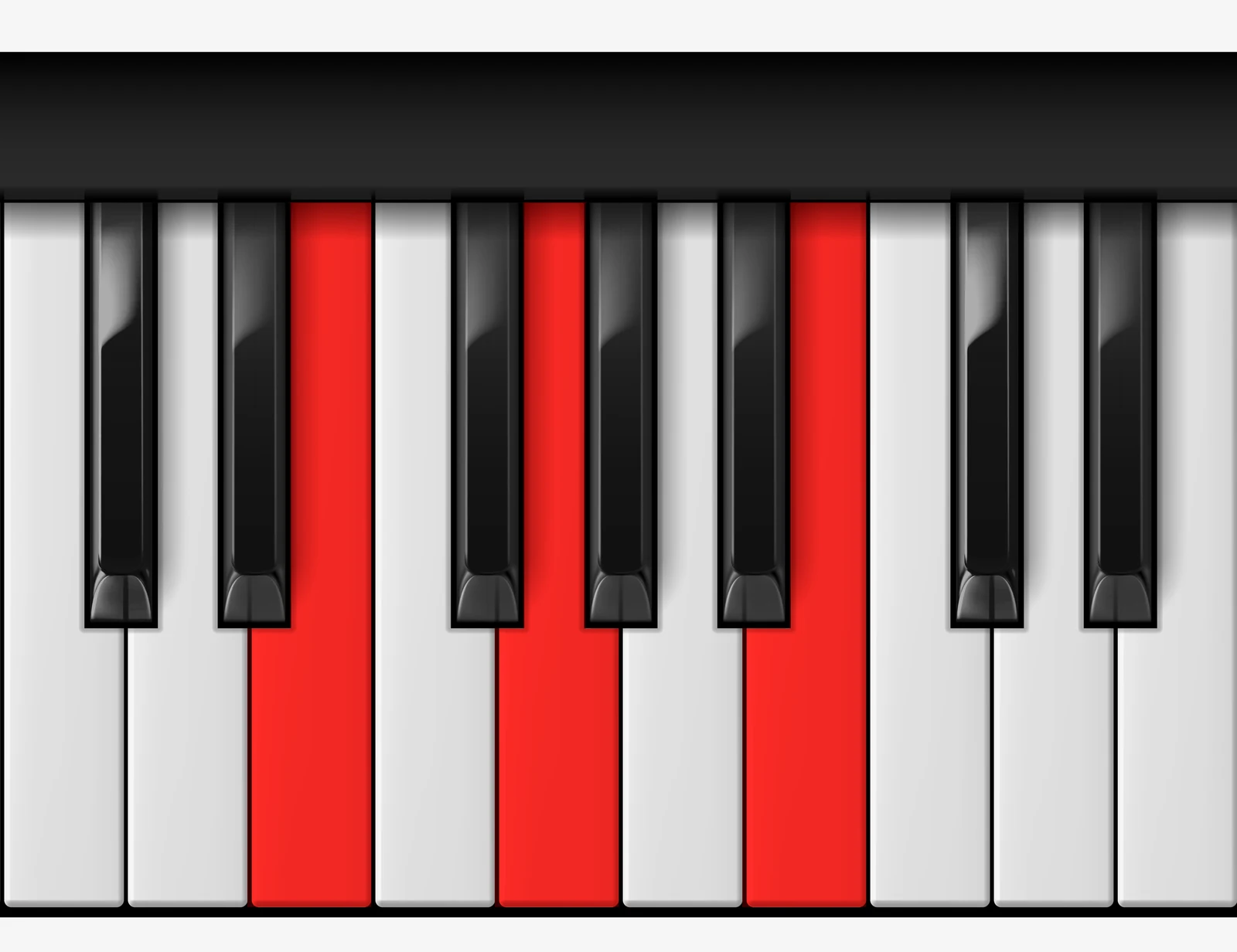 E Minor piano chord, root position — E, G, B