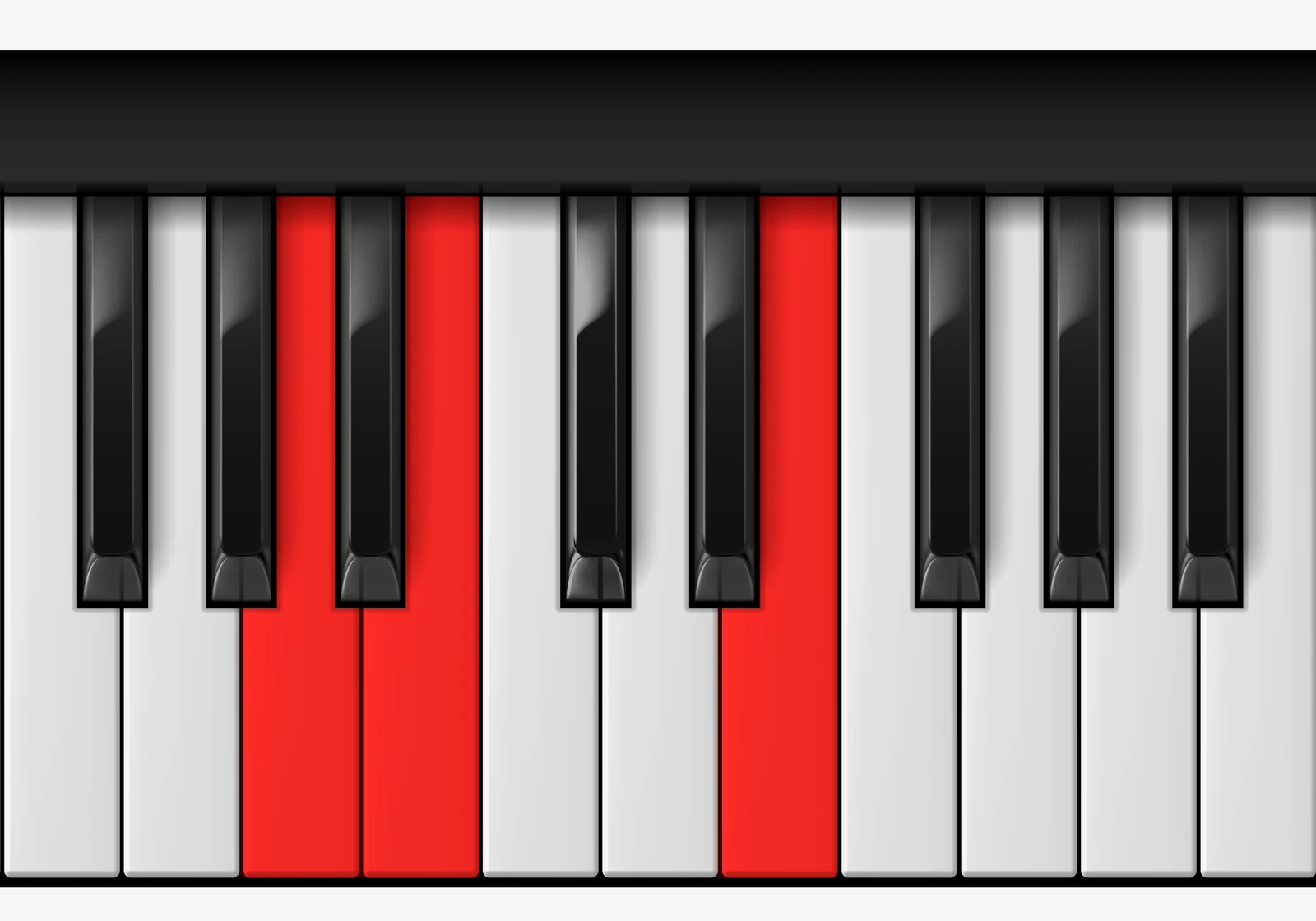E Suspended 4th piano chord, 1st inversion — A, B, E