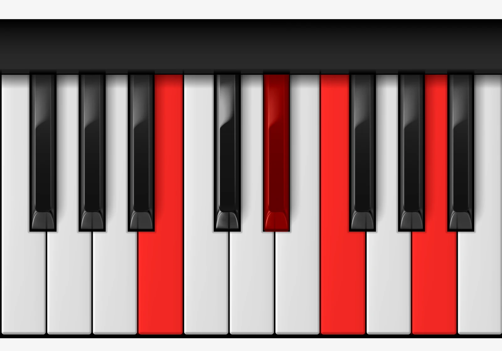 F 7♭5 piano chord, 2nd inversion — C♭, E♭, F, A