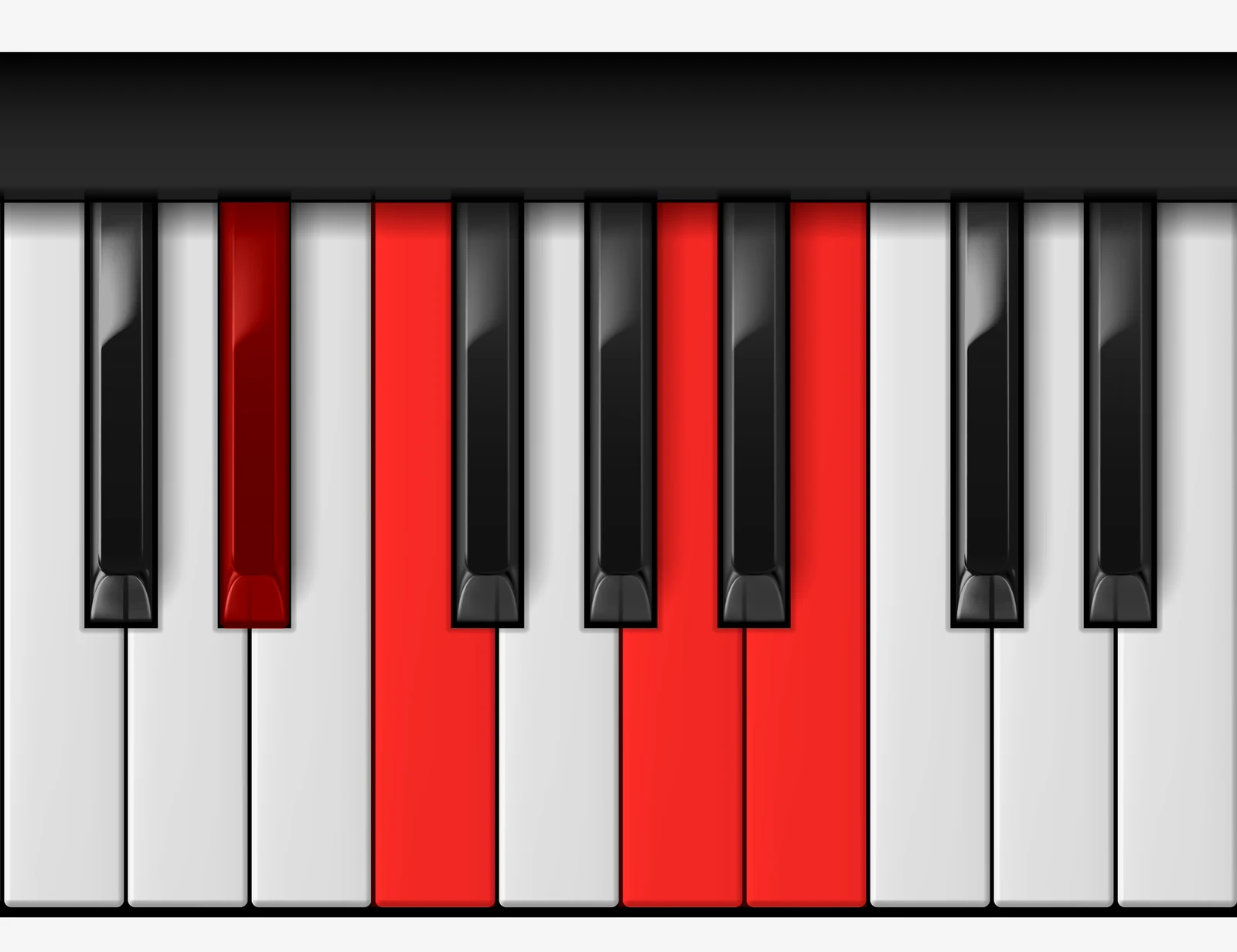 F 7♭5 piano chord, 3rd inversion — E♭, F, A, C♭