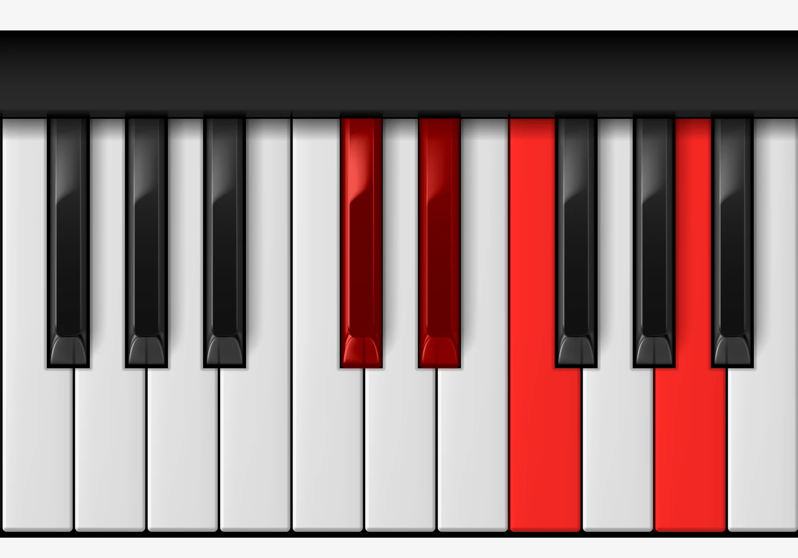F 7♯5 piano chord, 2nd inversion — C♯, E♭, F, A