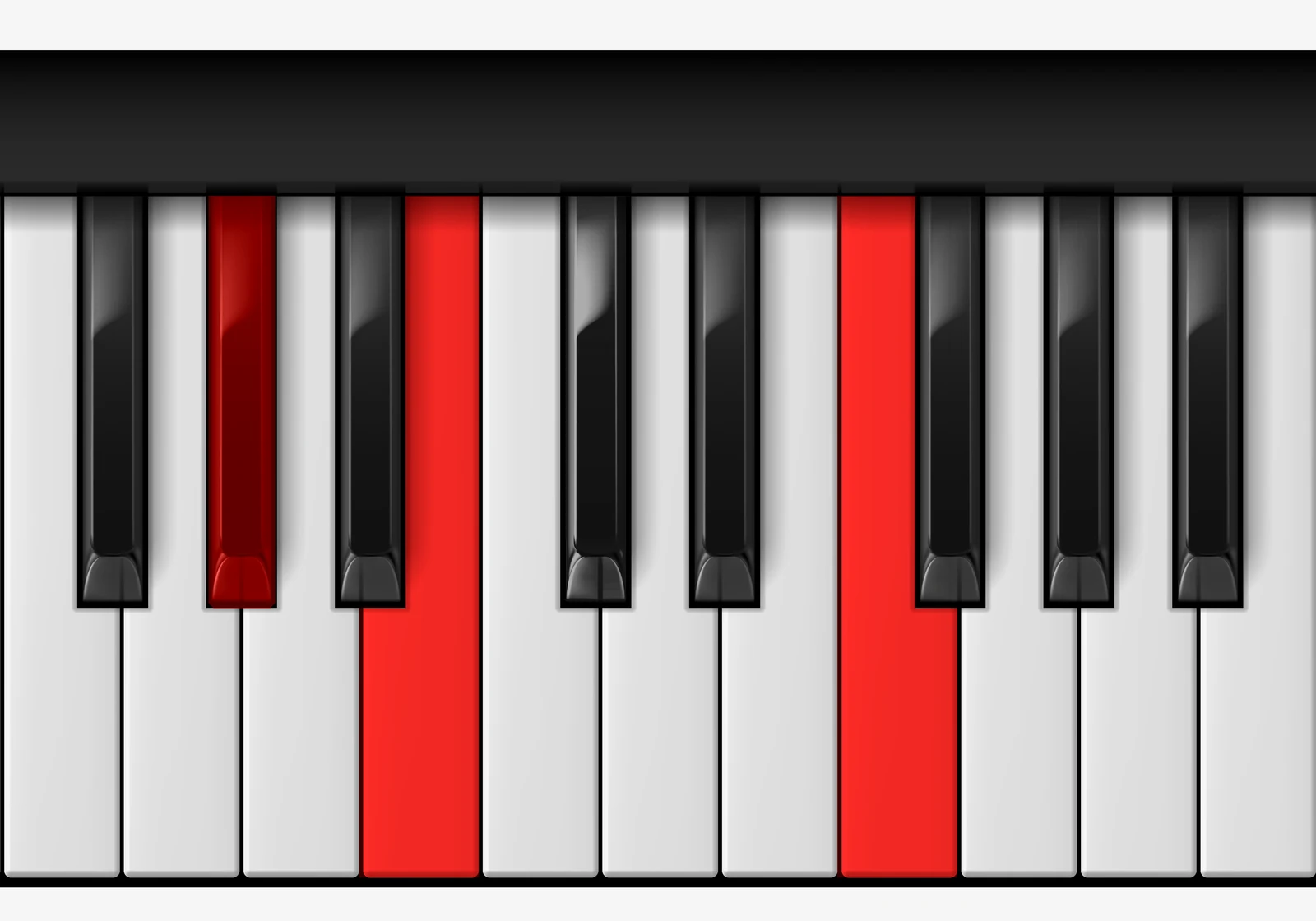 F Diminished piano chord, 1st inversion — A♭, C♭, F