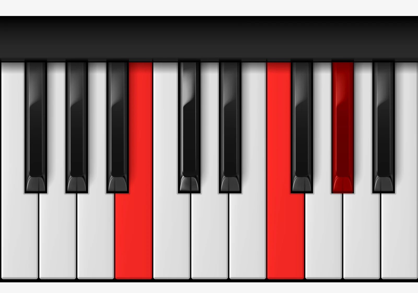 F Diminished piano chord, 2nd inversion — C♭, F, A♭