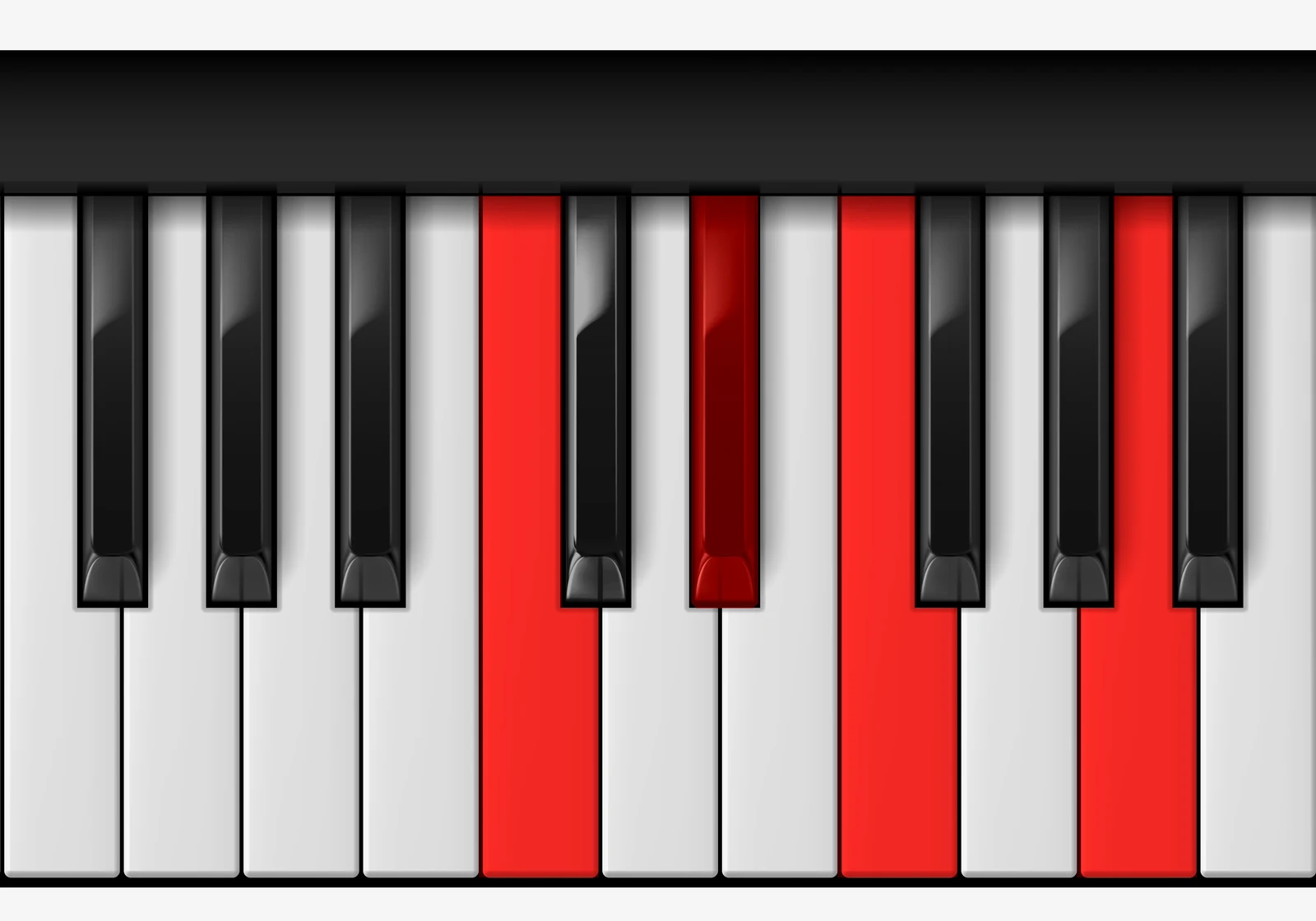 F Dominant 7th piano chord, 2nd inversion — C, E♭, F, A