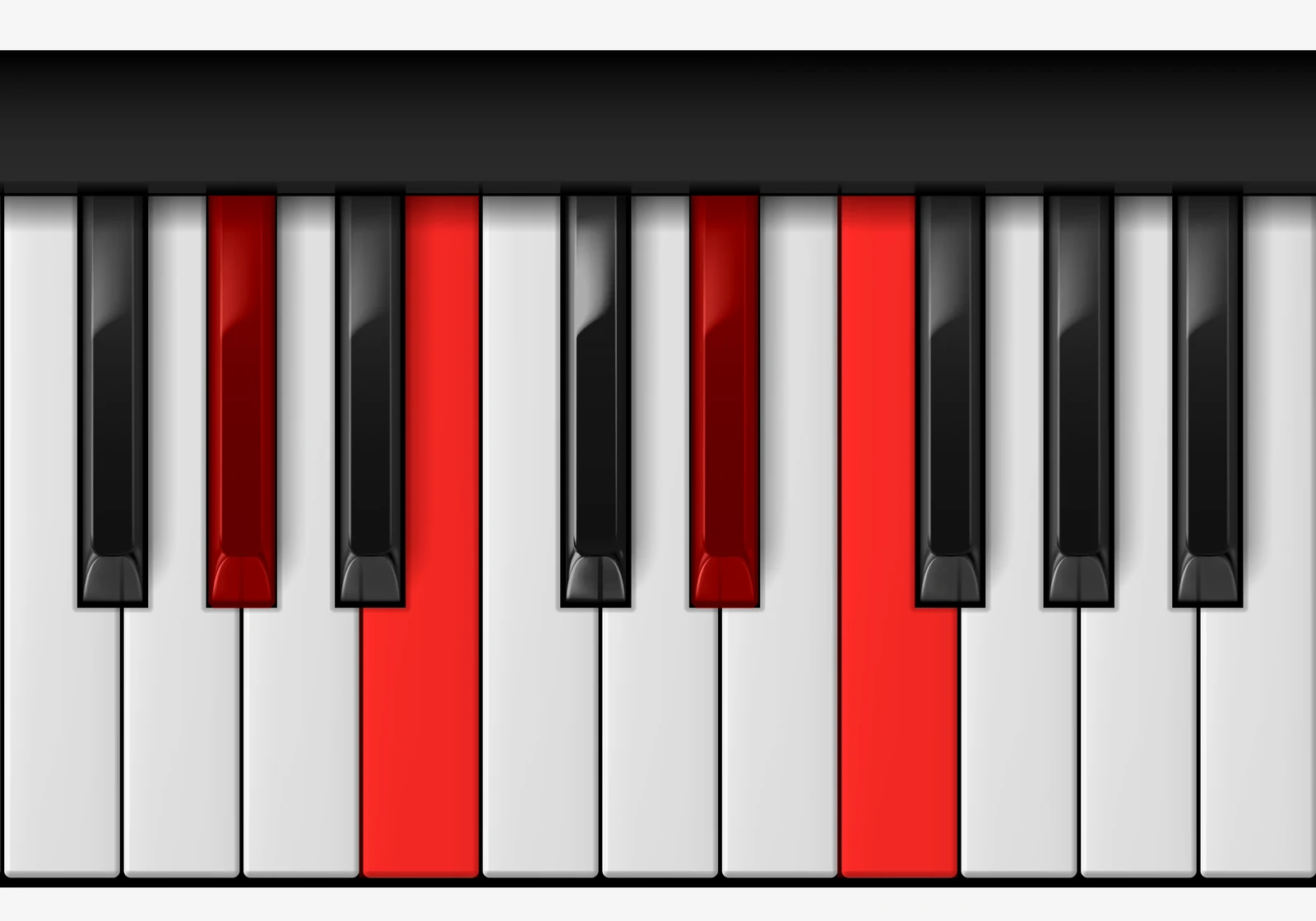 F Half Diminished piano chord, 1st inversion — A♭, C♭, E♭, F