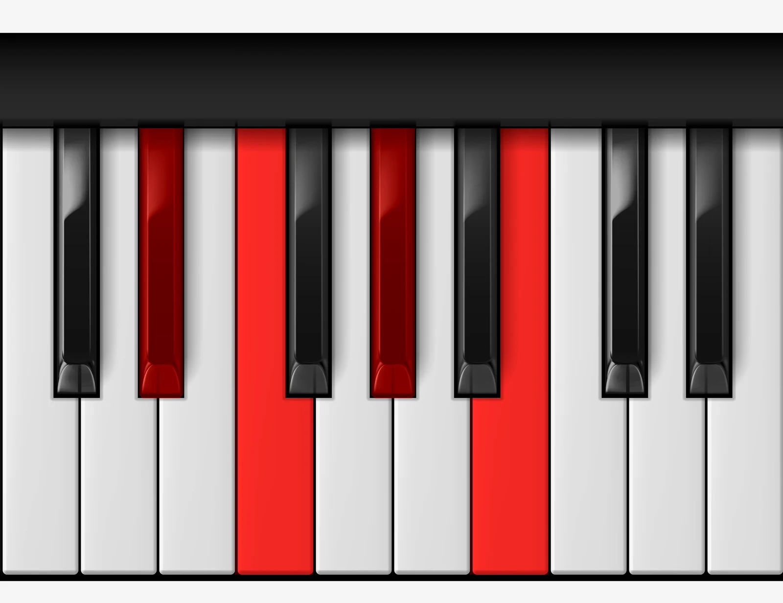 F Half Diminished piano chord, 3rd inversion — E♭, F, A♭, C♭