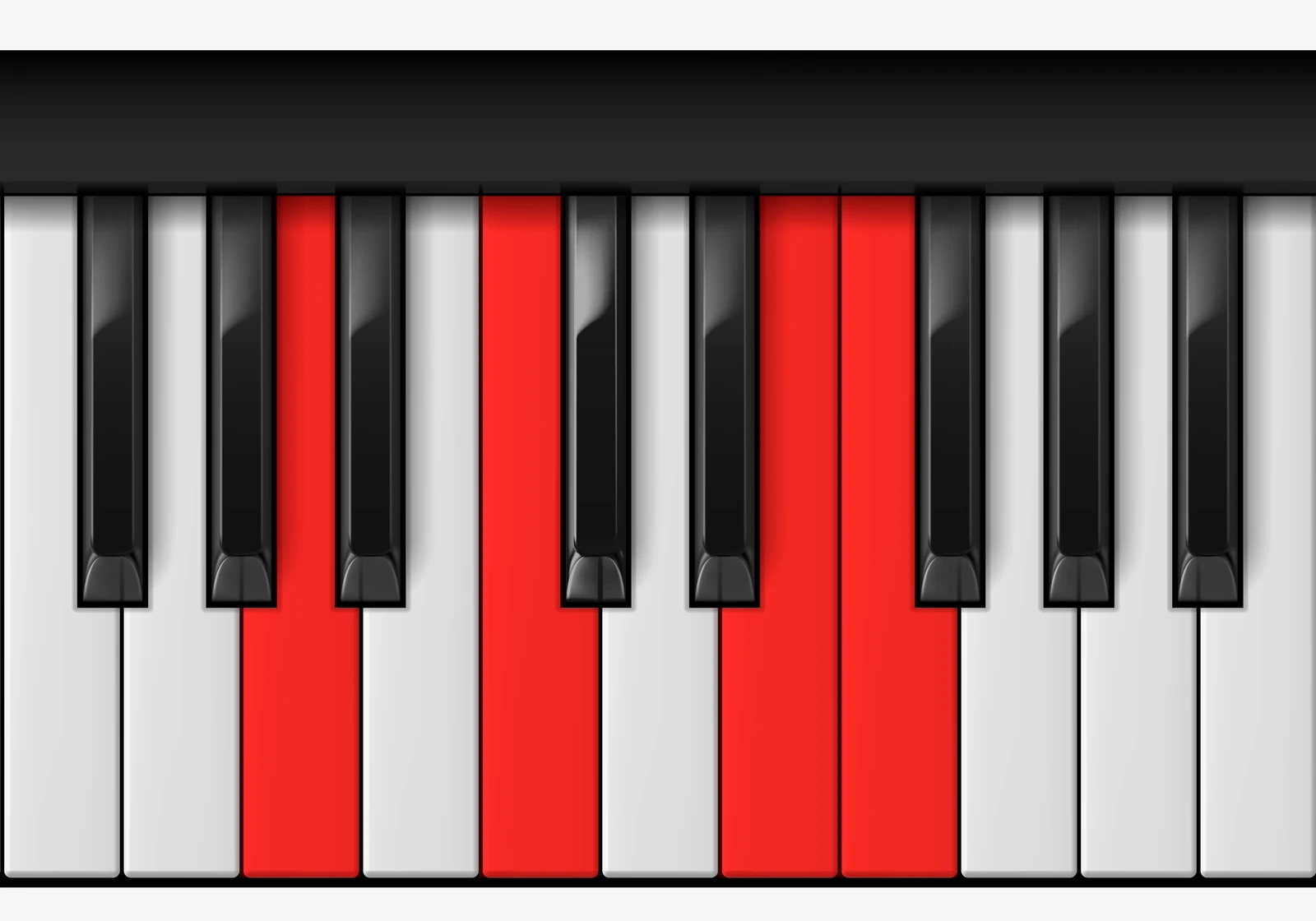 F Major 7th piano chord, 1st inversion — A, C, E, F