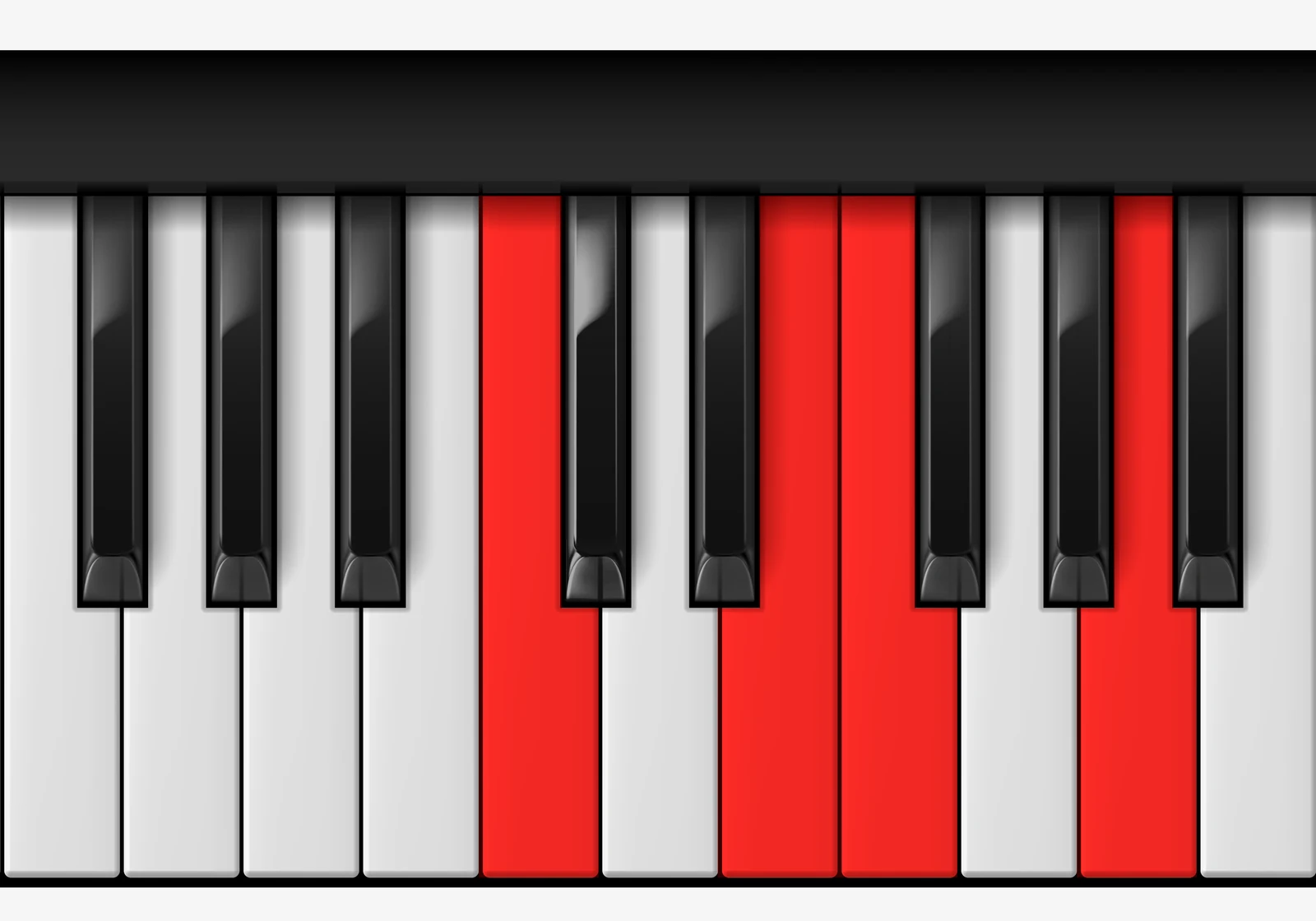 F Major 7th piano chord, 2nd inversion — C, E, F, A