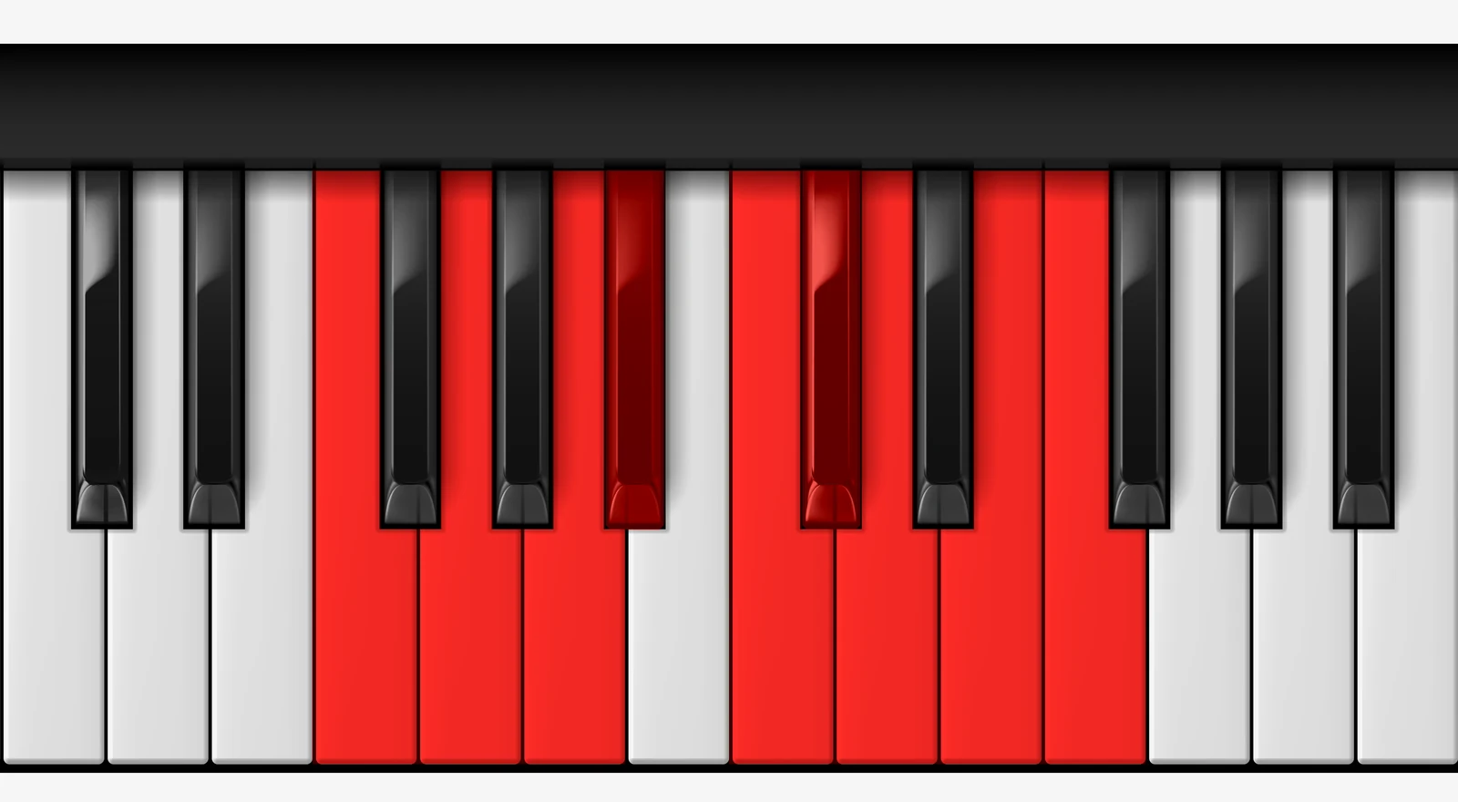 F Major Bebop Scale on piano — F, G, A, Bb, C, Db, D, E, F