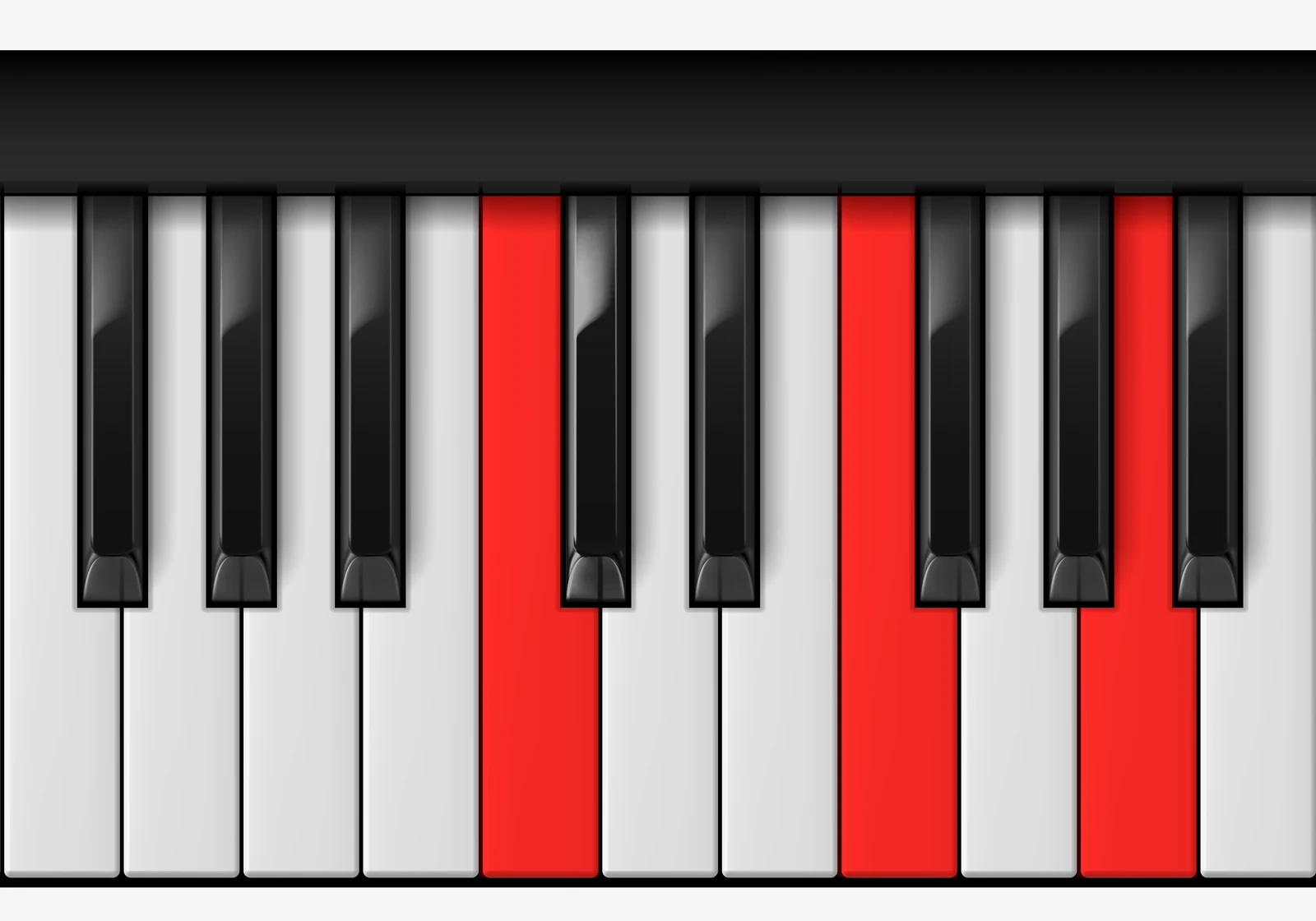 F Major piano chord, 2nd inversion — C, F, A