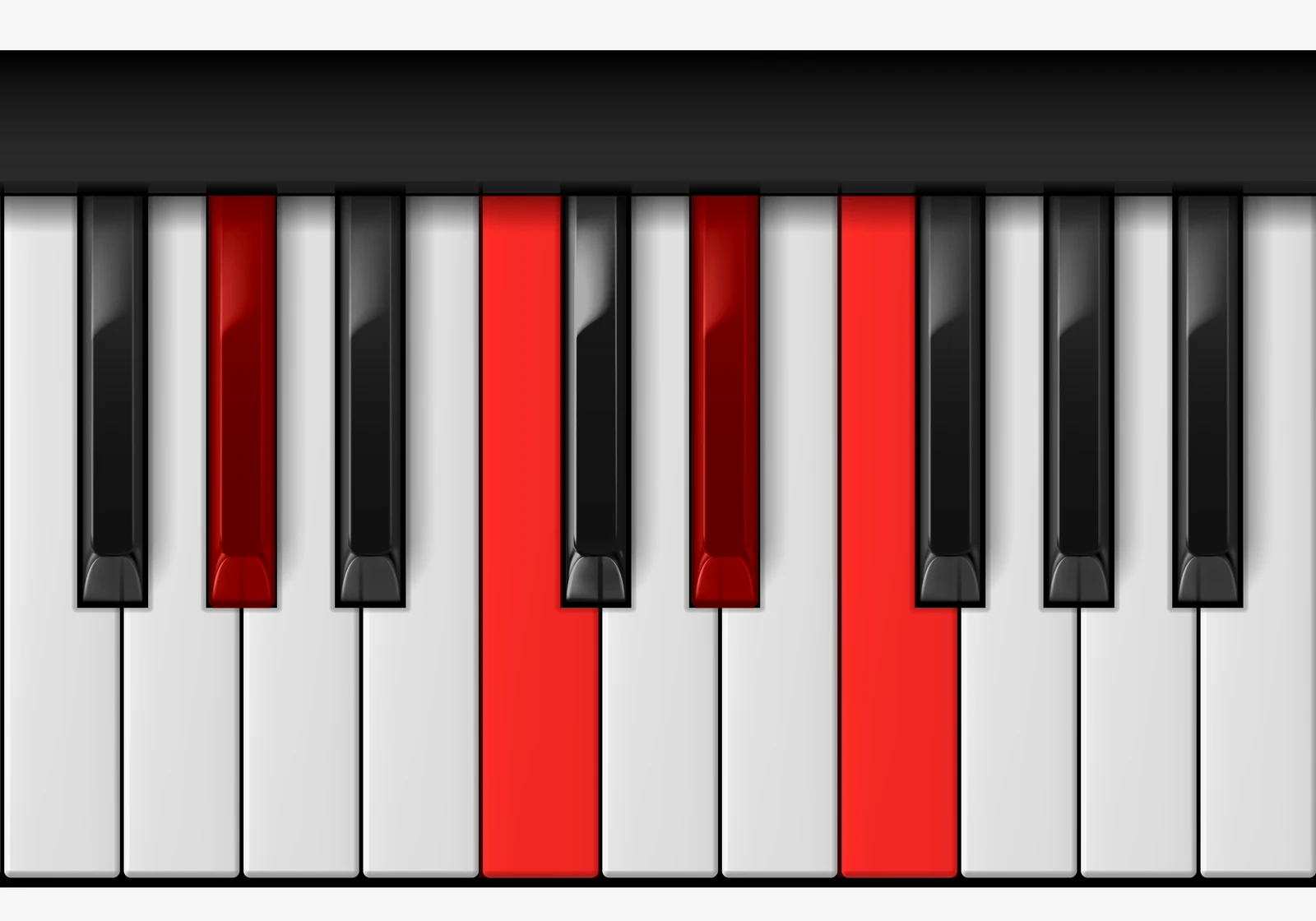 F Minor 7th piano chord, 1st inversion — Ab, C, Eb, F