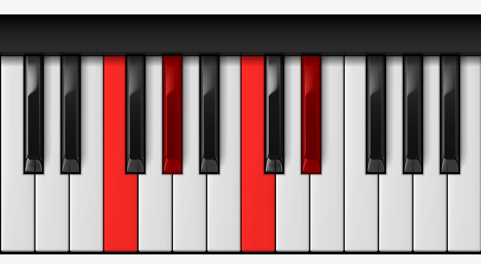 F Minor 7th piano chord, root position — F, Ab, C, Eb