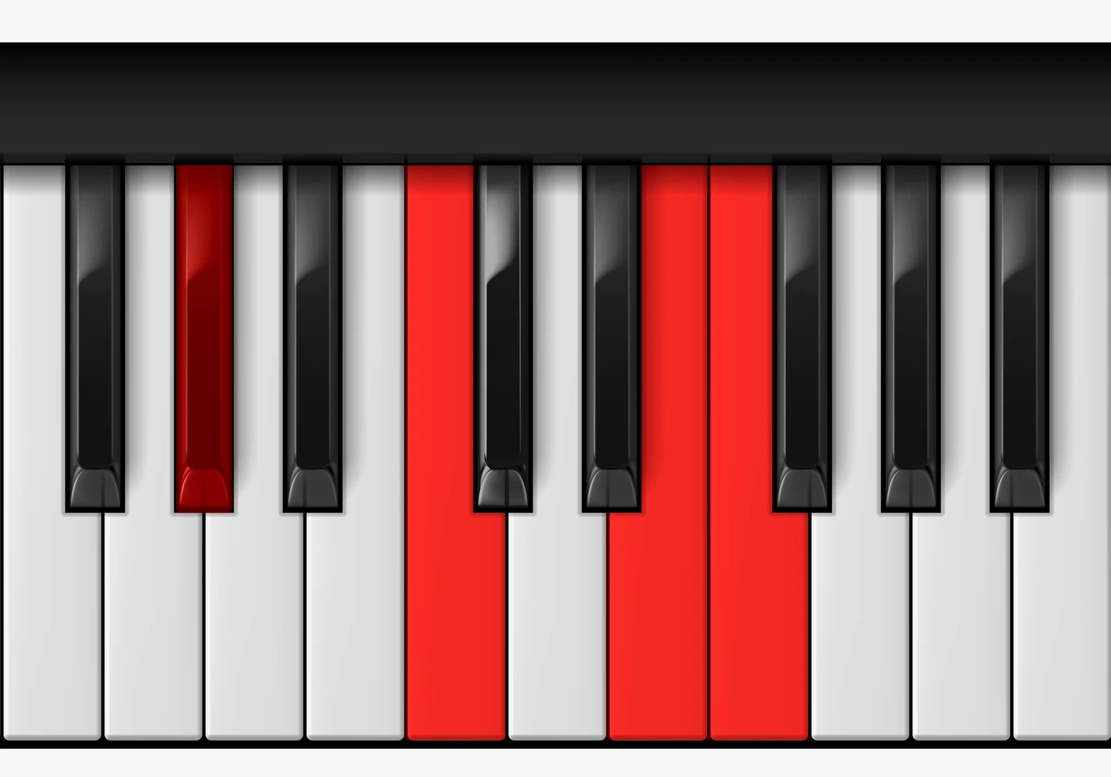 F Minor Major 7th piano chord, 1st inversion — A♭, C, E, F