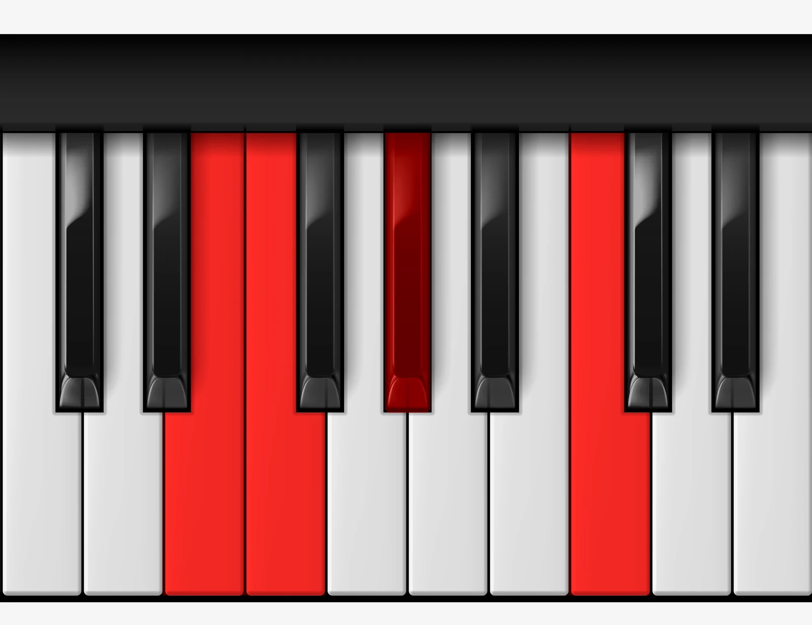 F Minor Major 7th piano chord, 3rd inversion — E, F, A♭, C
