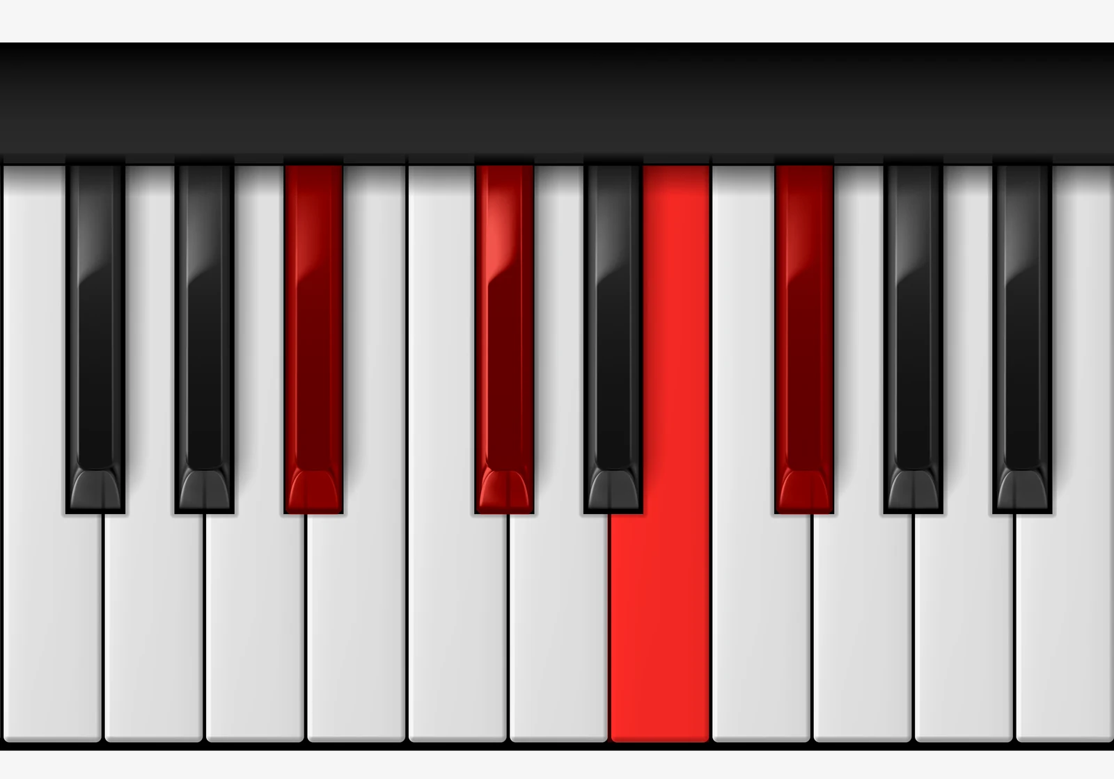 F# Dominant 7th piano chord, 1st inversion — A♯, C♯, E, F♯