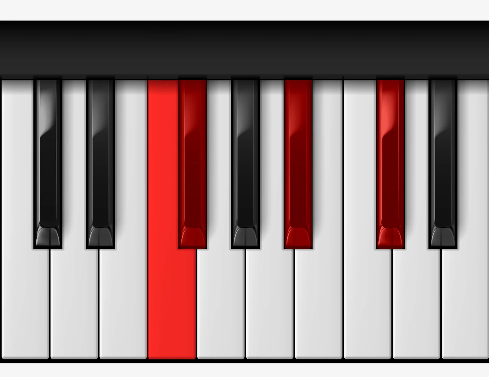 F# Major 7th piano chord, 3rd inversion — E♯, F♯, A♯, C♯