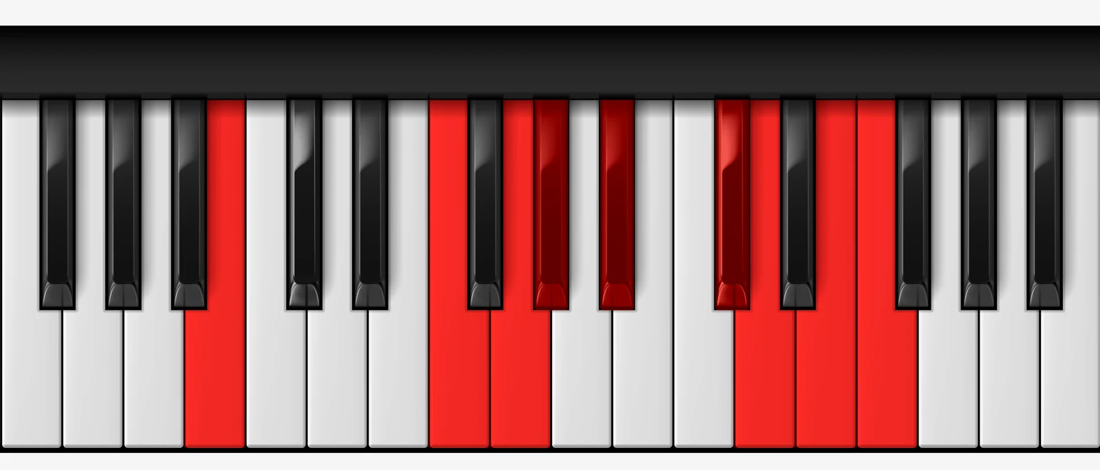 F Whole-Half Diminished Scale on piano — F, G, Ab, Bb, Cb, Db, D, E, F