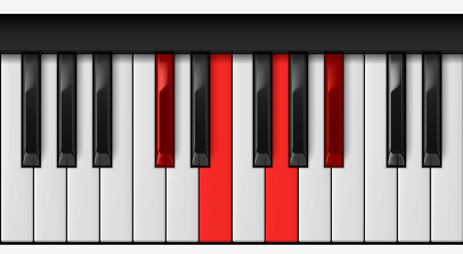 G Diminished 7th piano chord, 2nd inversion — D♭, F♭, G, B♭