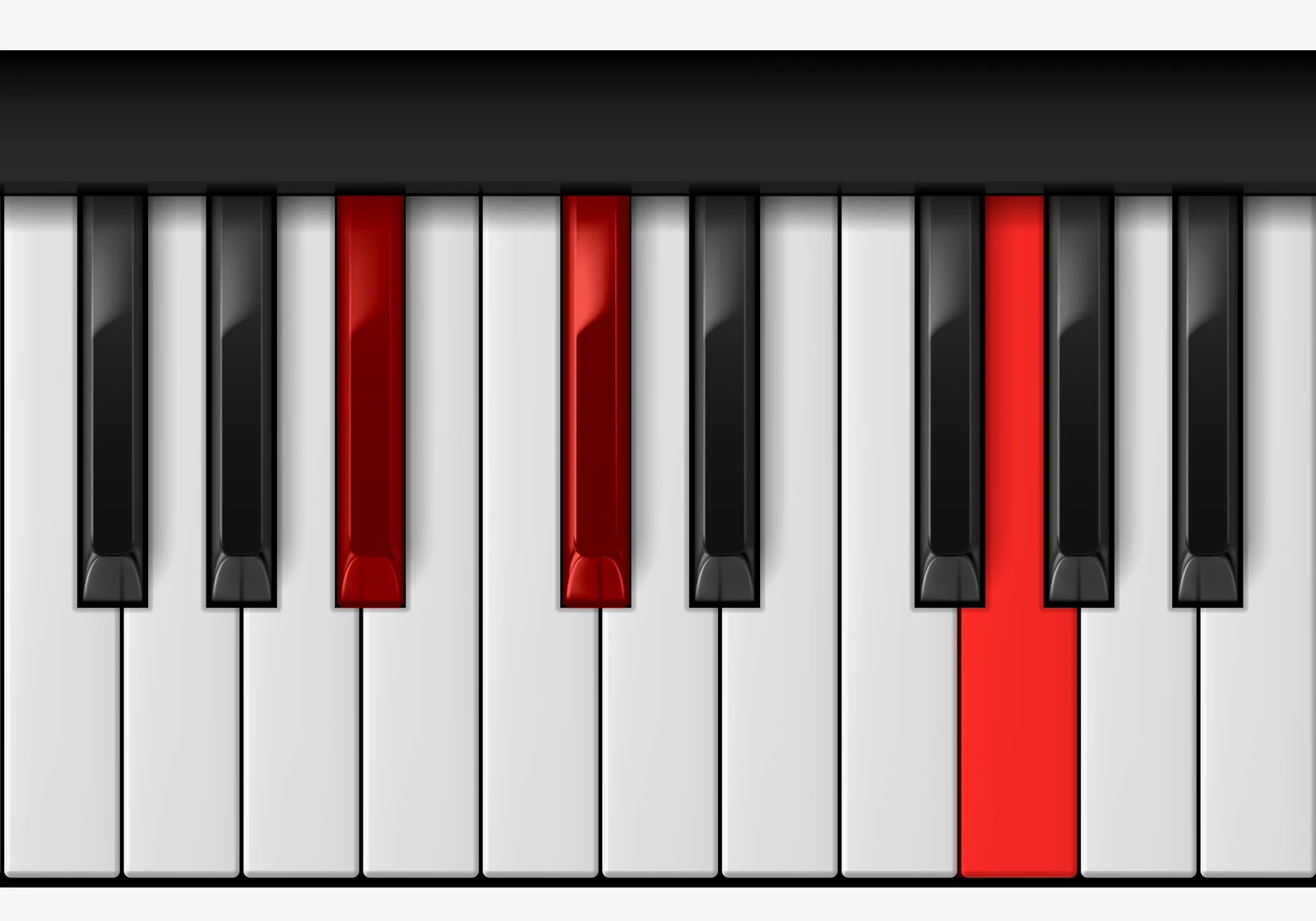 G Diminished piano chord, 1st inversion — B♭, D♭, G