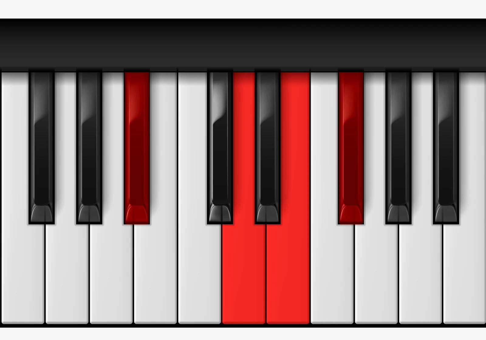 Gb 7♯5 piano chord, 1st inversion — B♭, D, F♭, G♭
