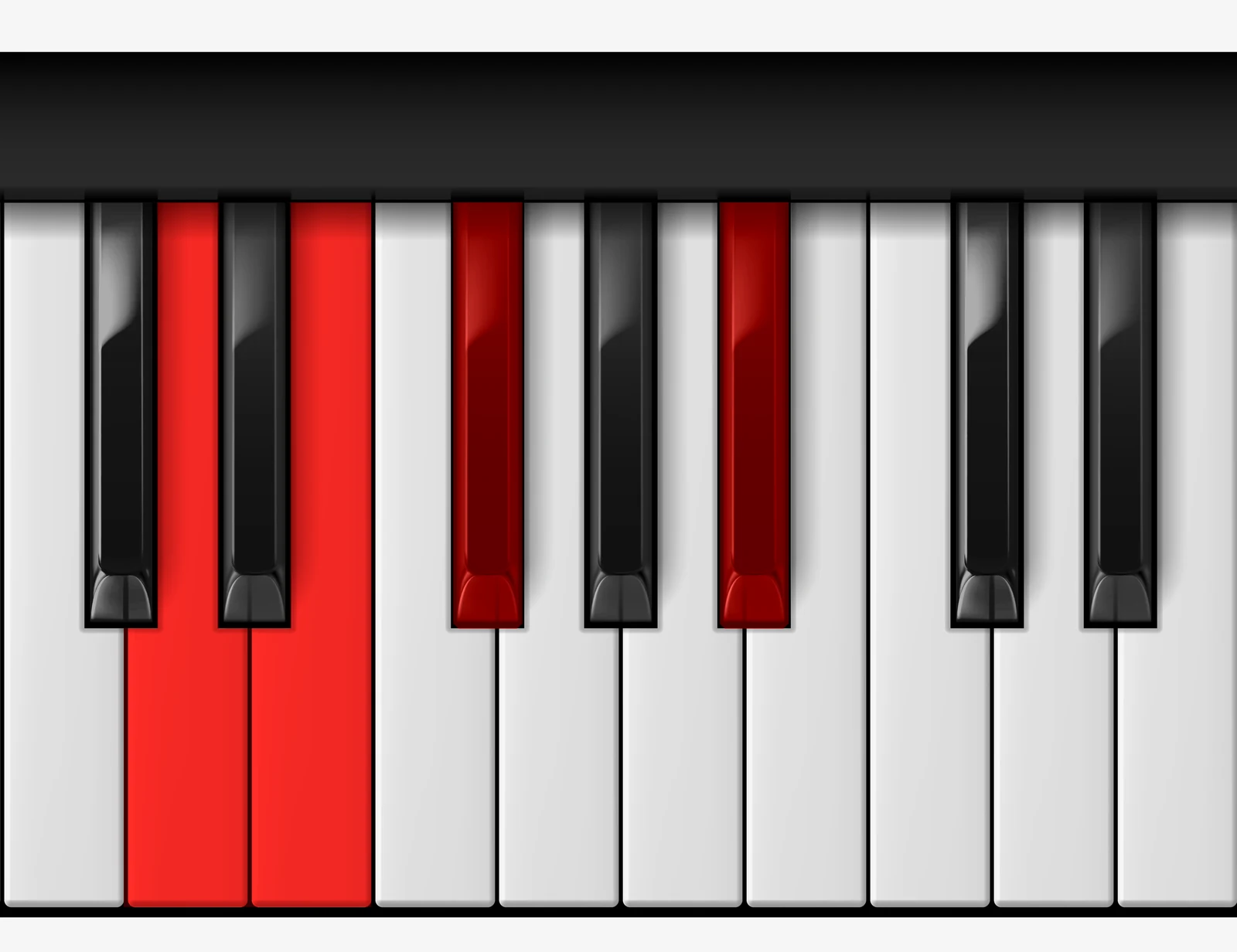 Gb Augmented 7th piano chord, 2nd inversion — D, F♭, G♭, B♭