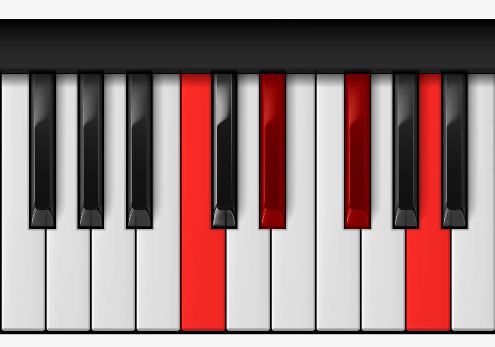 Gb Diminished 7th piano chord, 2nd inversion — D♭♭, F♭♭, G♭, B♭♭