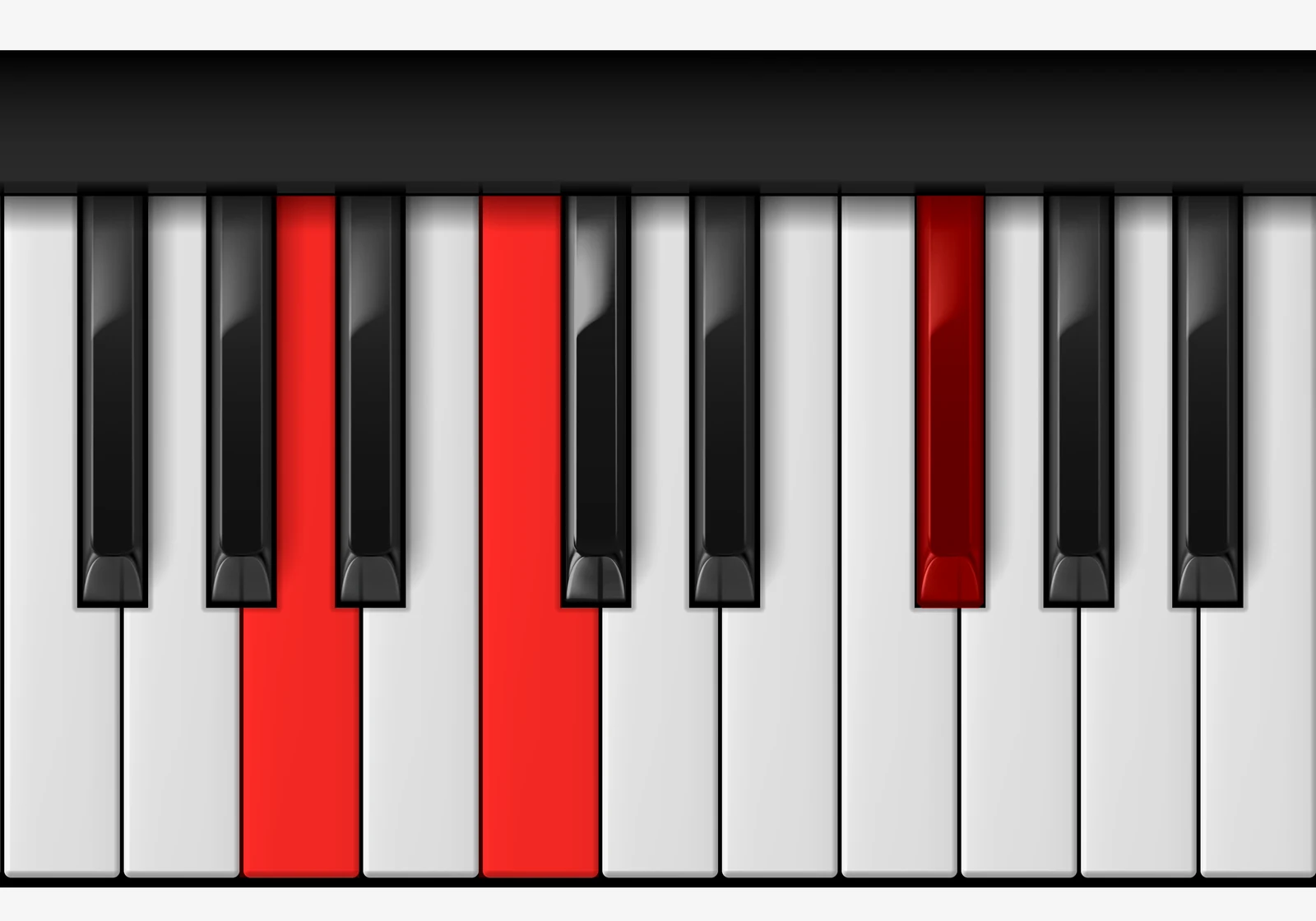 Gb Diminished piano chord, 1st inversion — B♭♭, D♭♭, G♭