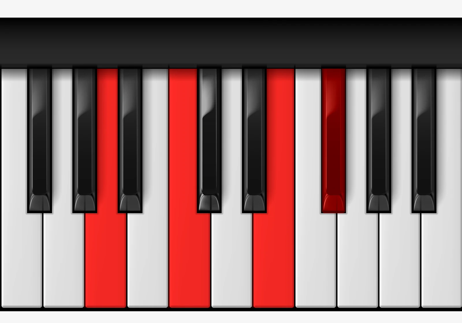 Gb Half Diminished piano chord, 1st inversion — B♭♭, D♭♭, F♭, G♭
