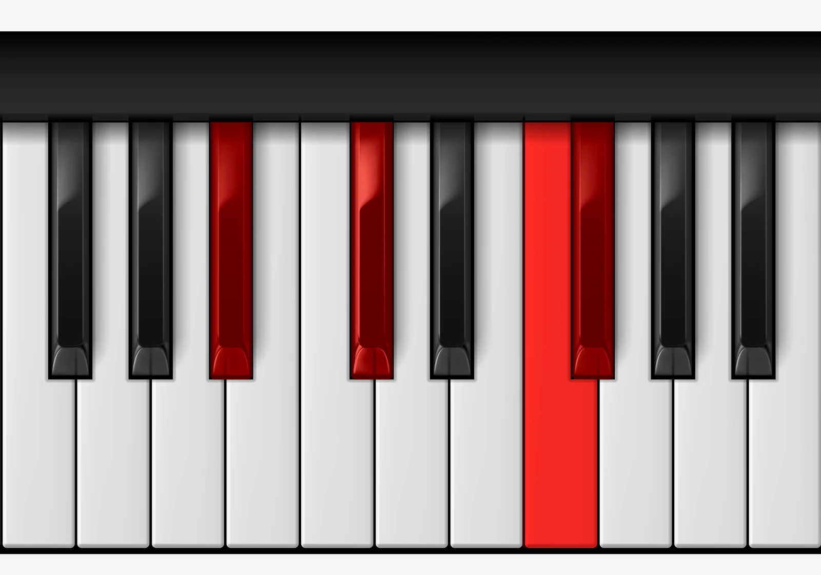 Gb Major 7th piano chord, 1st inversion — B♭, D♭, F, G♭