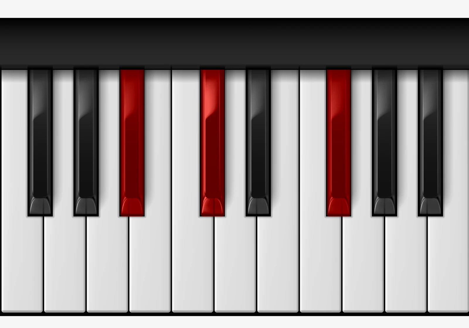Gb Major piano chord, 1st inversion — B♭, D♭, G♭