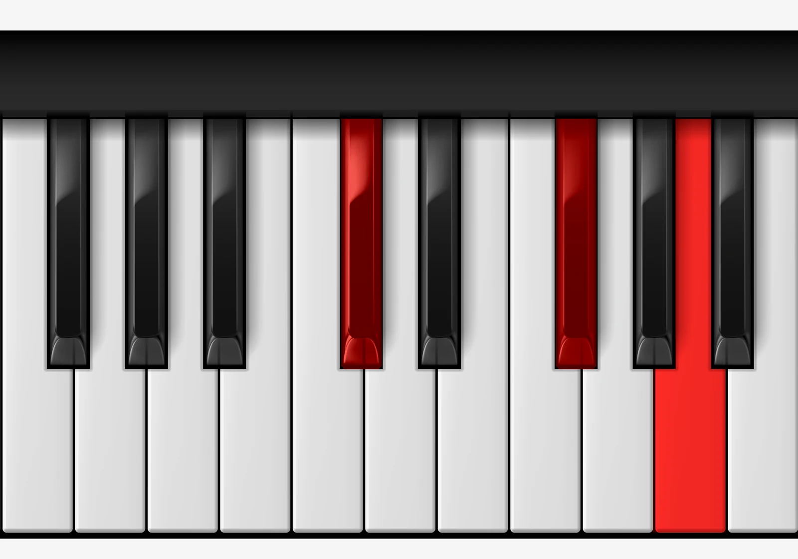 Gb Minor piano chord, 2nd inversion — D♭, G♭, B♭♭