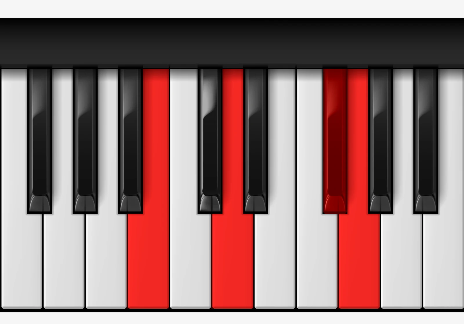 G Major 7th piano chord, 1st inversion — B, D, F♯, G