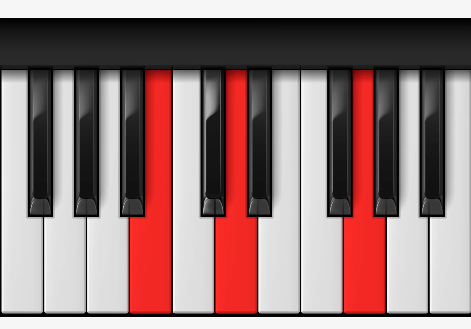 G Major piano chord, 1st inversion — B, D, G