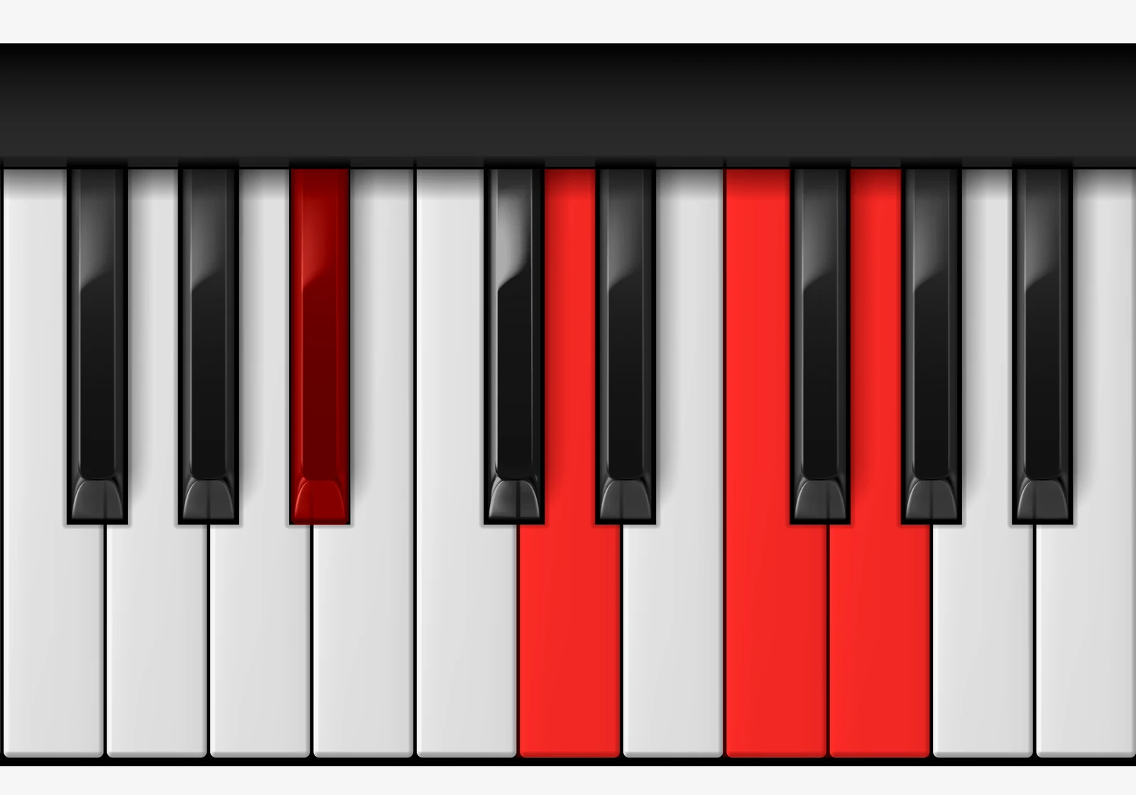 G Minor 7th piano chord, 1st inversion — B♭, D, F, G
