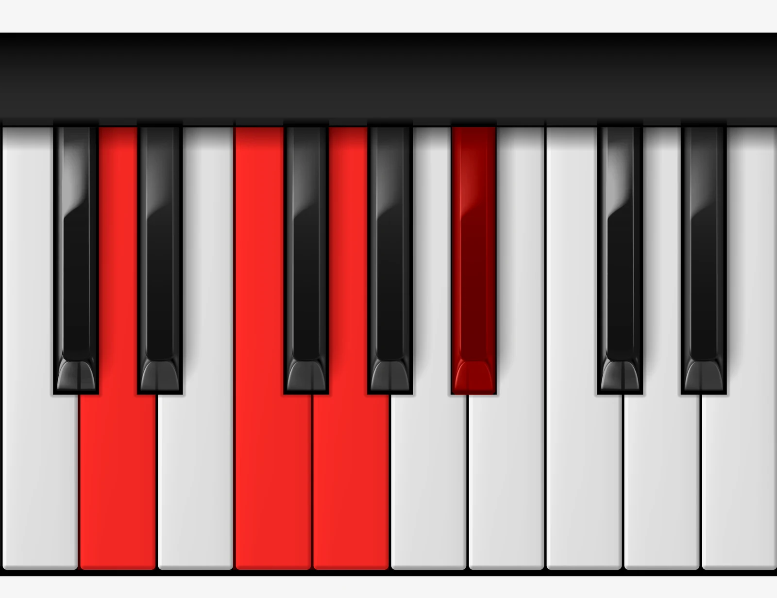 G Minor 7th piano chord, 2nd inversion — D, F, G, B♭