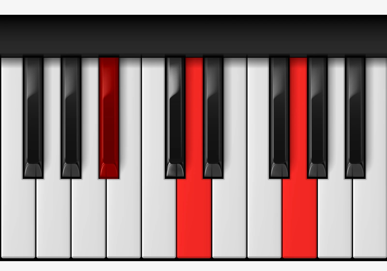 G Minor piano chord, 1st inversion — Bb, D, G