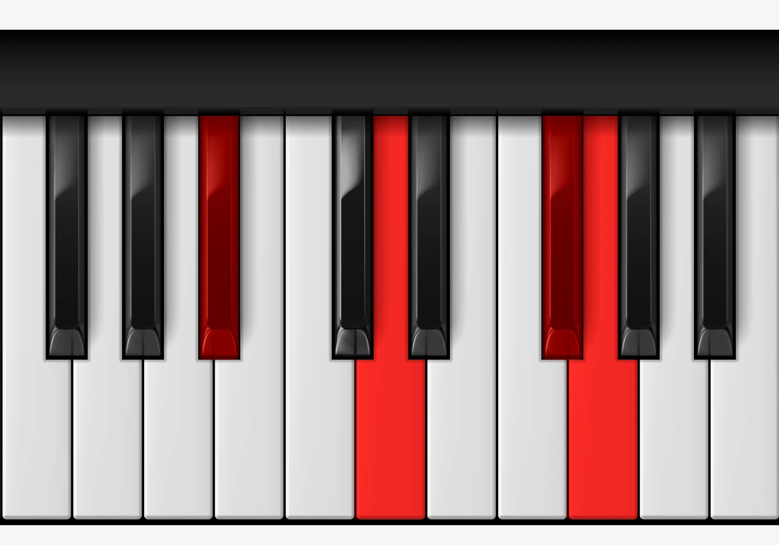 G Minor Major 7th piano chord, 1st inversion — B♭, D, F♯, G
